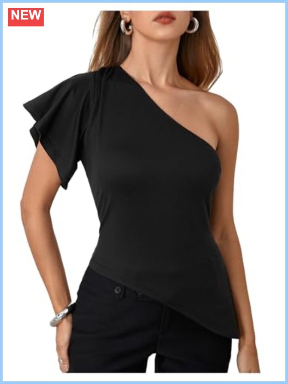 Off Shoulder Asymmetrical Ruffle Blouse Ruched Slim Fit Party Top